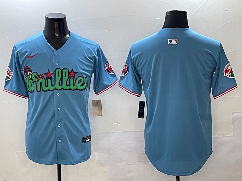 Men Philadelphia Phillies Blank Light Blue three generations Joint Name 2025 Nike MLB Jersey style 1